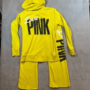 Victoria's Secret Love Pink YELLOW Set Sweatsuit XS/S Y2K